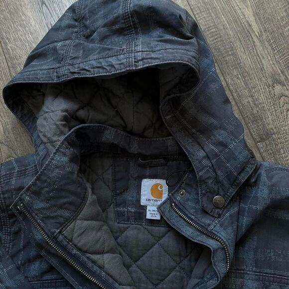 Rare Vintage 00s Quilted Carhartt Plaid Tactical Pocket Winter Ski Coat Jacket - Picture 4 of 8